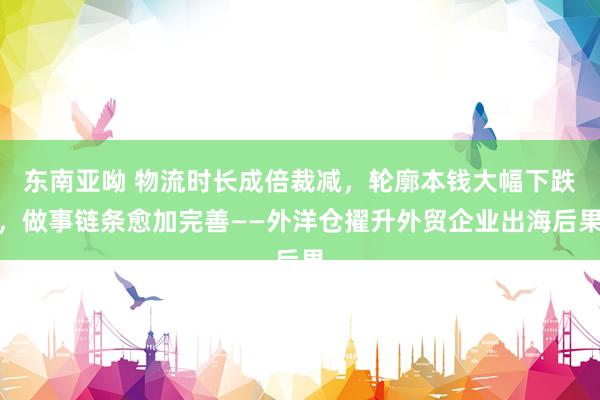 东南亚呦 物流时长成倍裁减，轮廓本钱大幅下跌，做事链条愈加完善——外洋仓擢升外贸企业出海后果