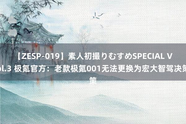 【ZESP-019】素人初撮りむすめSPECIAL Vol.3 极氪官方：老款极氪001无法更换为宏大智驾决策