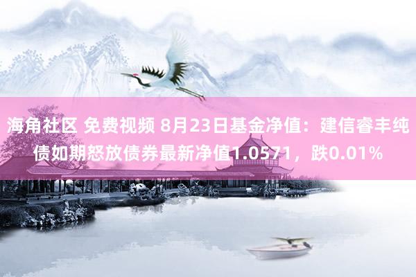 海角社区 免费视频 8月23日基金净值：建信睿丰纯债如期怒放债券最新净值1.0571，跌0.01%