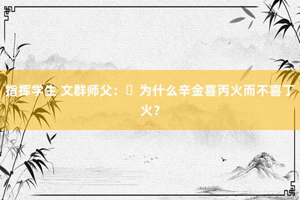 指挥学生 文群师父：​为什么辛金喜丙火而不喜丁火？