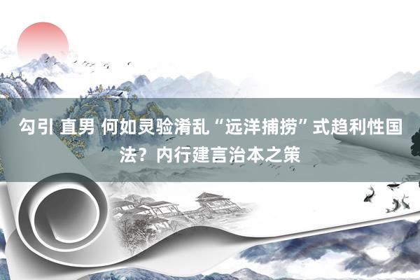 勾引 直男 何如灵验淆乱“远洋捕捞”式趋利性国法？内行建言治本之策